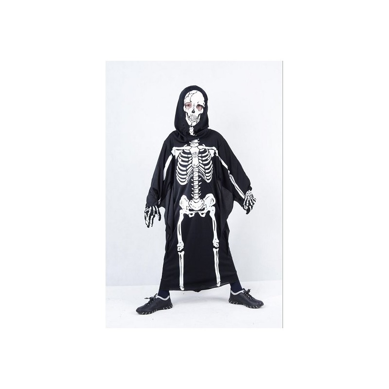 Fantasia Capa Manto Esqueleto Halloween Infantil/Juvenil