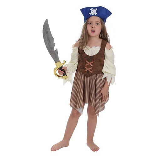 Fantasia de pirata listrada infantil