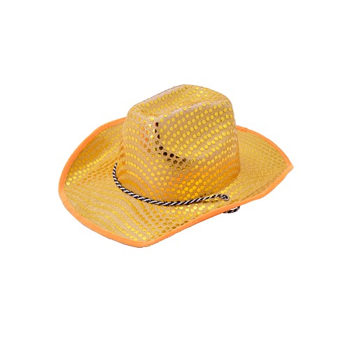 Sombrero Vaquero Naranja Lentejuela