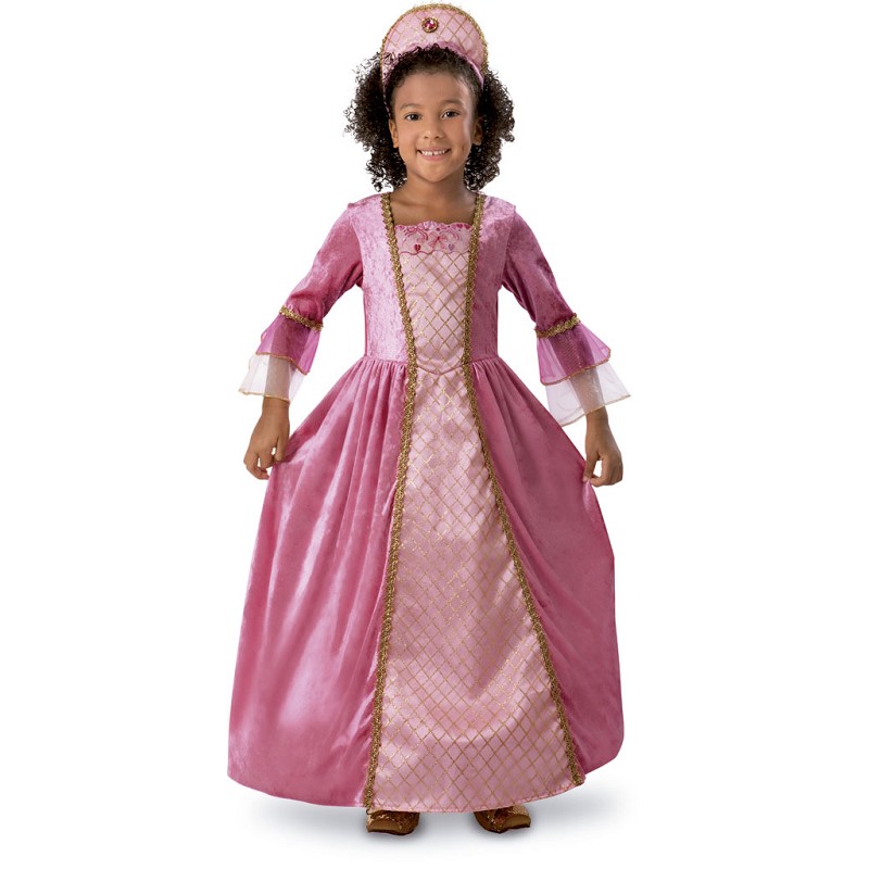 Disfraz Princesa Rosa Ribetes Dorados Infantil